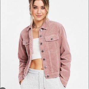 Jacqueline de Yong JDY Kiraz corduroy jacket in woodrose pink